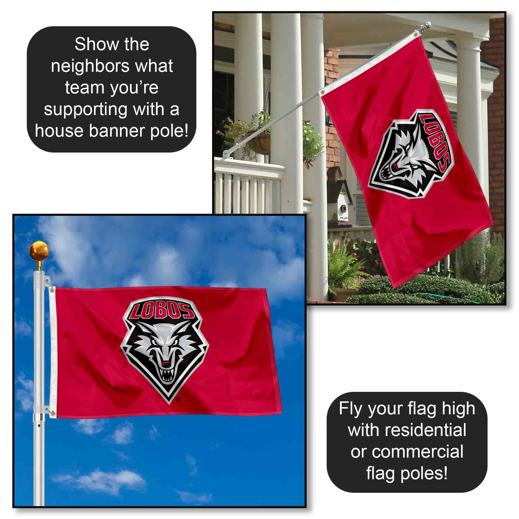 University of New Mexico Lobos Flag UNM Large 3x5