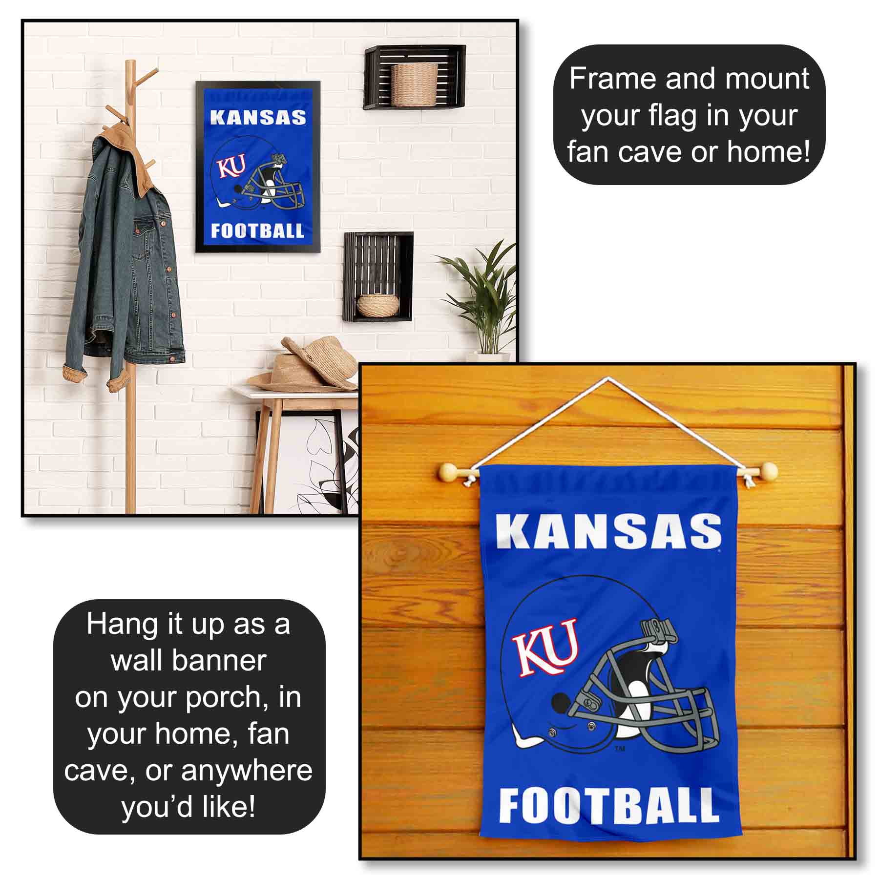 Kansas KU Jayhawks Football Helmet Garden Yard Banner