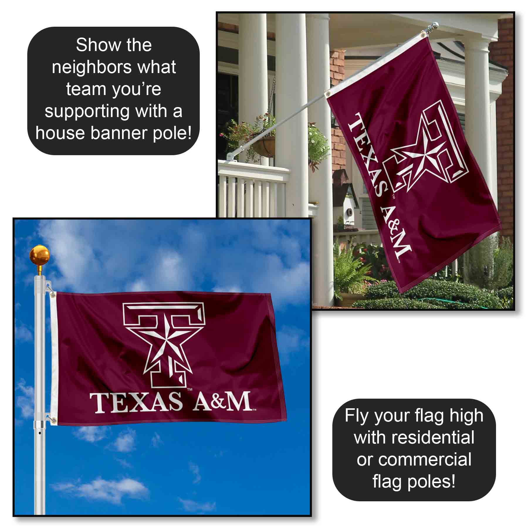 Texas A&M University Aggies Flag Star LogoLarge 3x5 816844016196 eBay