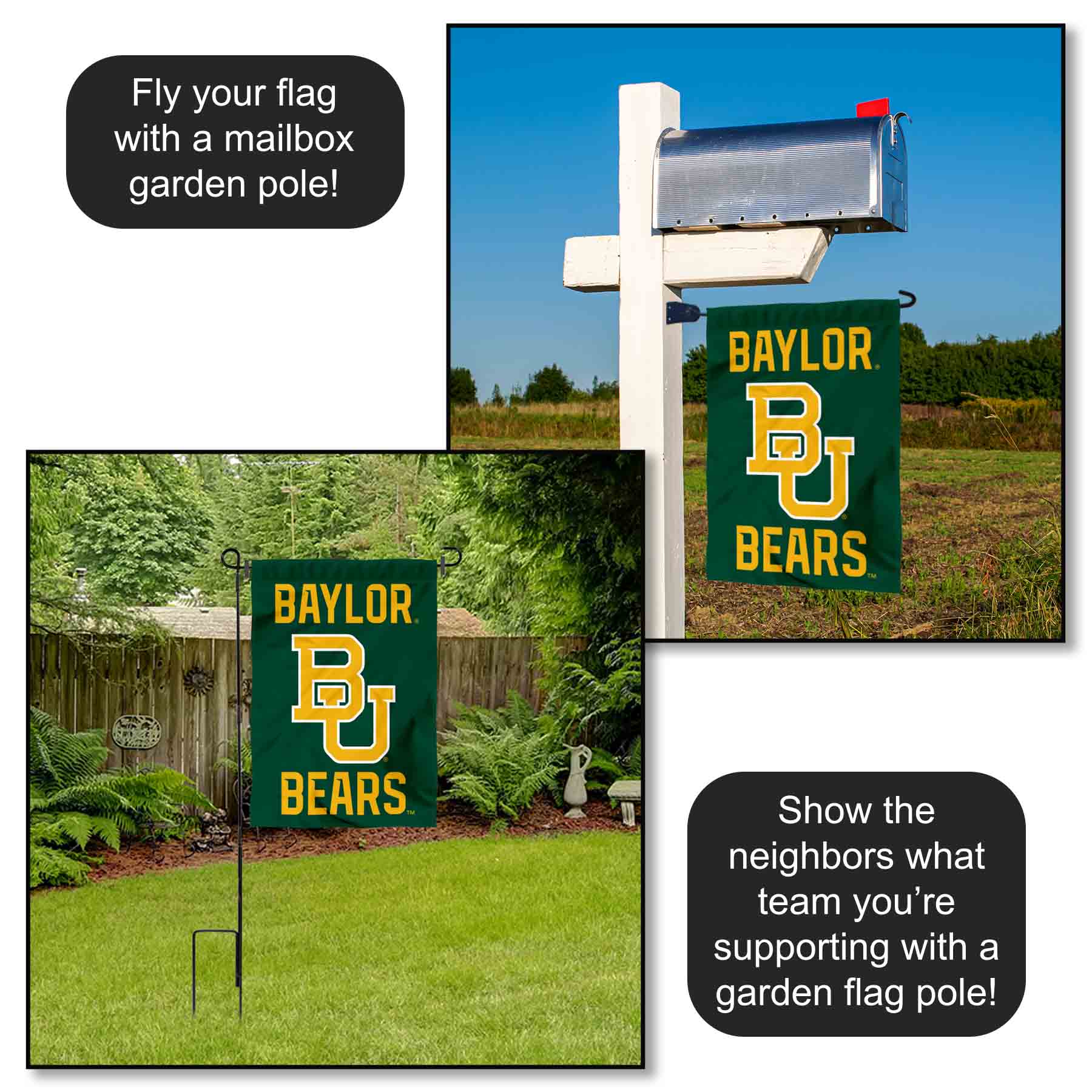 Baylor BU Bears Wordmark Garden Flag and Yard Banner - Bild 3 von 5