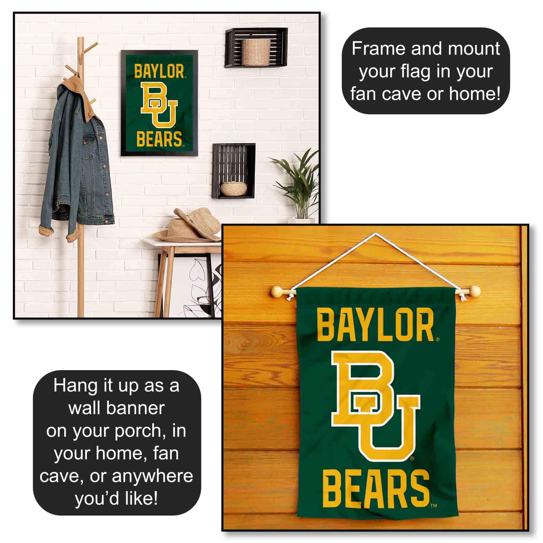 Baylor BU Bears Wordmark Garden Flag and Yard Banner - Bild 4 von 5