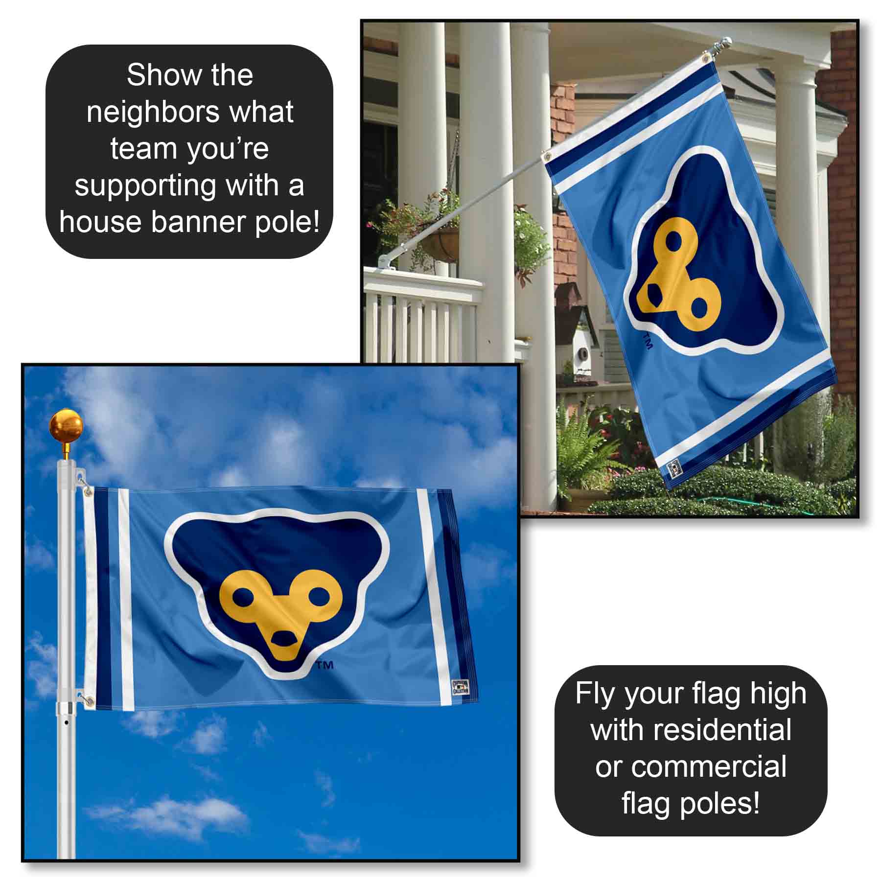 Chicago Cubs Retro 70s Logo Flag 848267048324 eBay