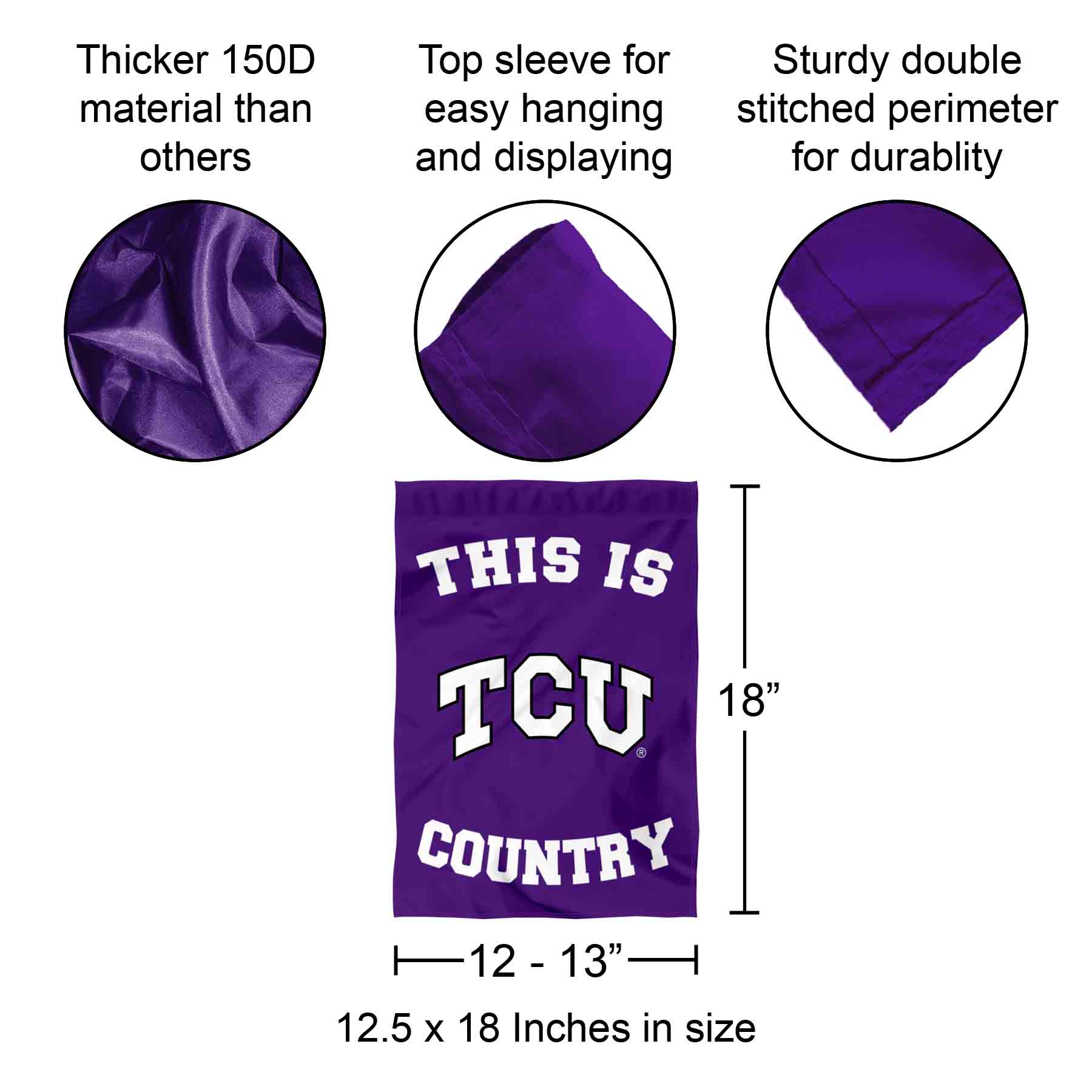 TCU Horned Frogs This is Horned Frogs Country Garden Flag and Yard Banner - Picture 2 of 4