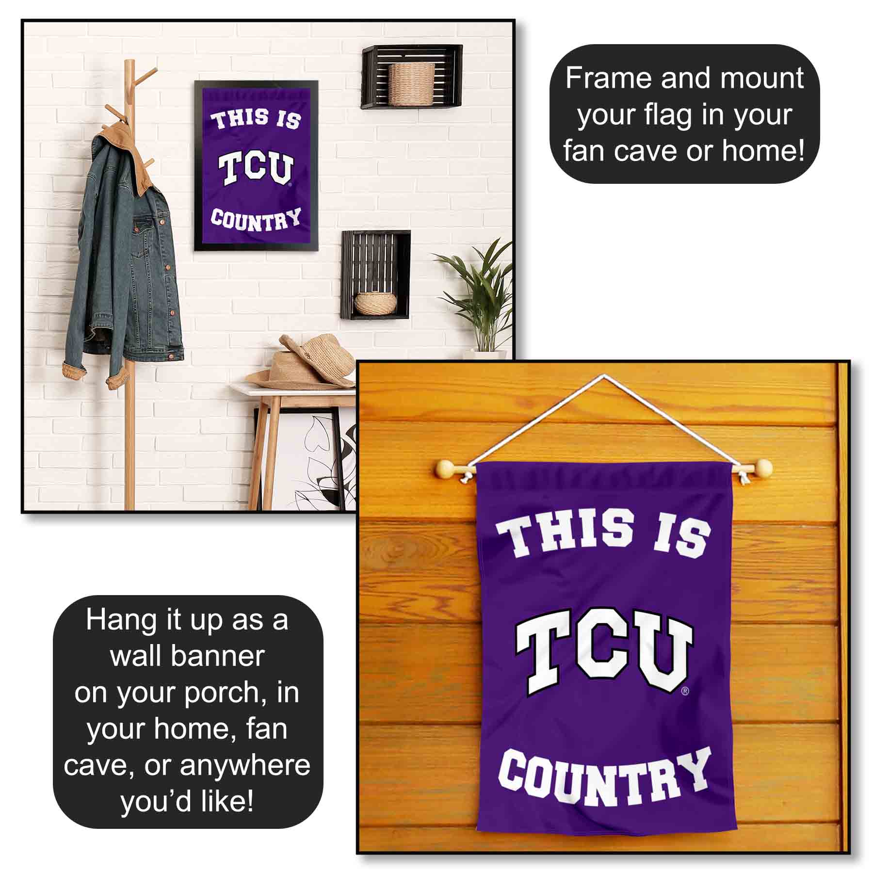 TCU Horned Frogs This is Horned Frogs Country Garden Flag and Yard Banner - Picture 4 of 4