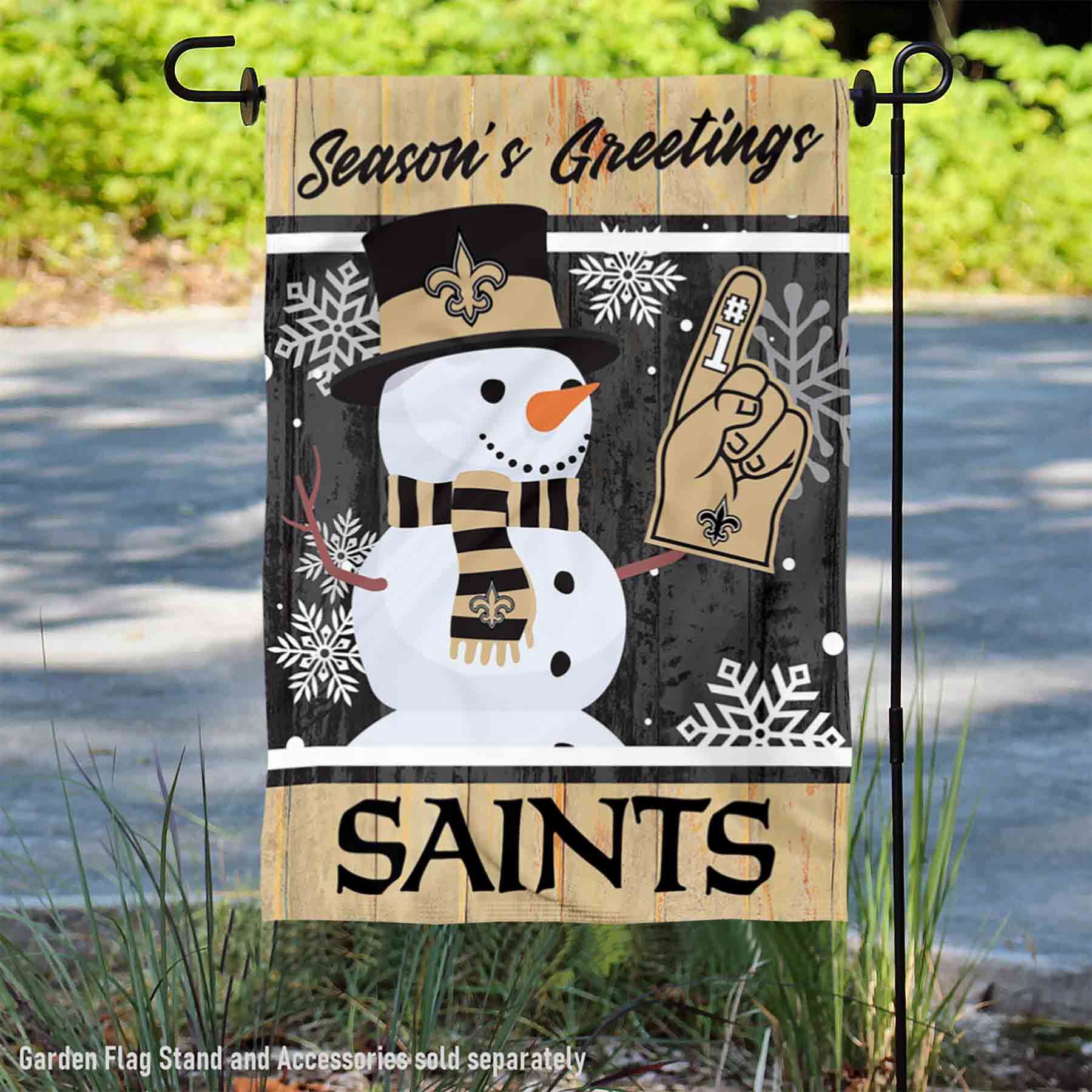 New Orleans Saints Holiday Snow Garden Flag - Double Sided Winter Banner, 12.5x18 Inches - View #8