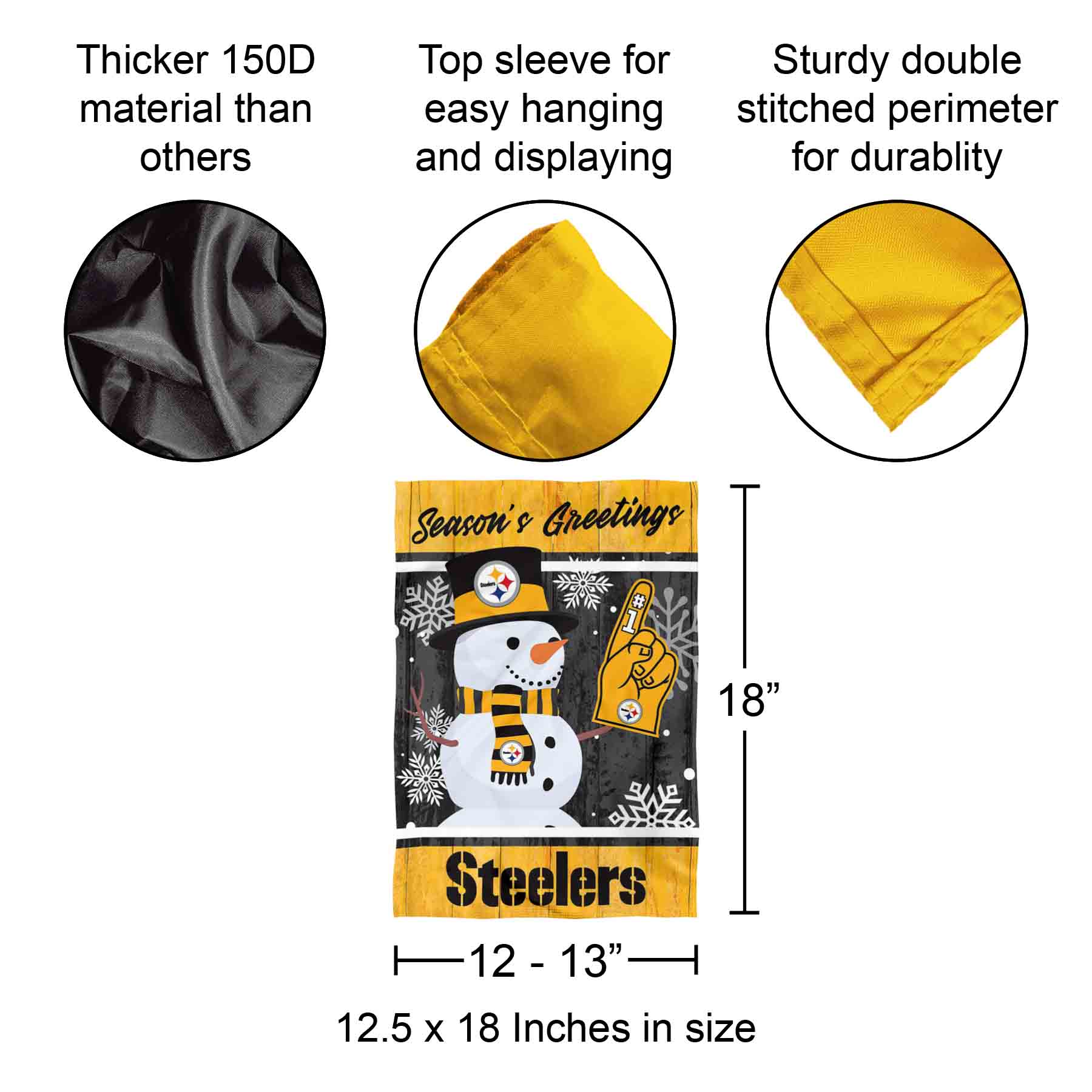 Pittsburgh Steelers Holiday Winter Snow Official Garden Yard Banner Flag