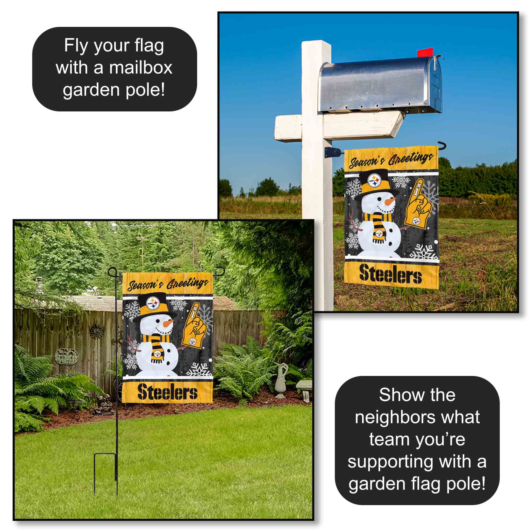 Pittsburgh Steelers Holiday Winter Snow Official Garden Yard Banner Flag
