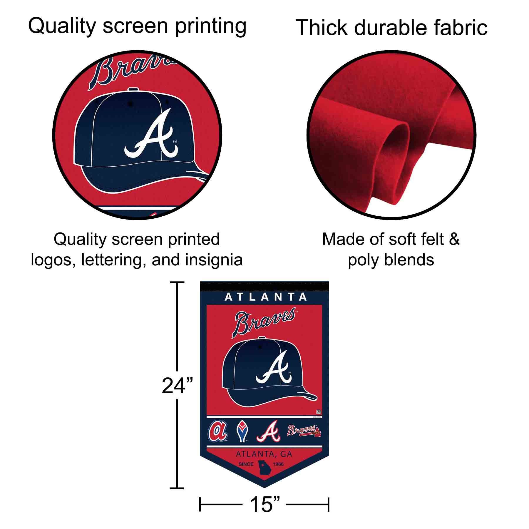 Atlanta Braves History Heritage Logo Banner Flag - Picture 2 of 5