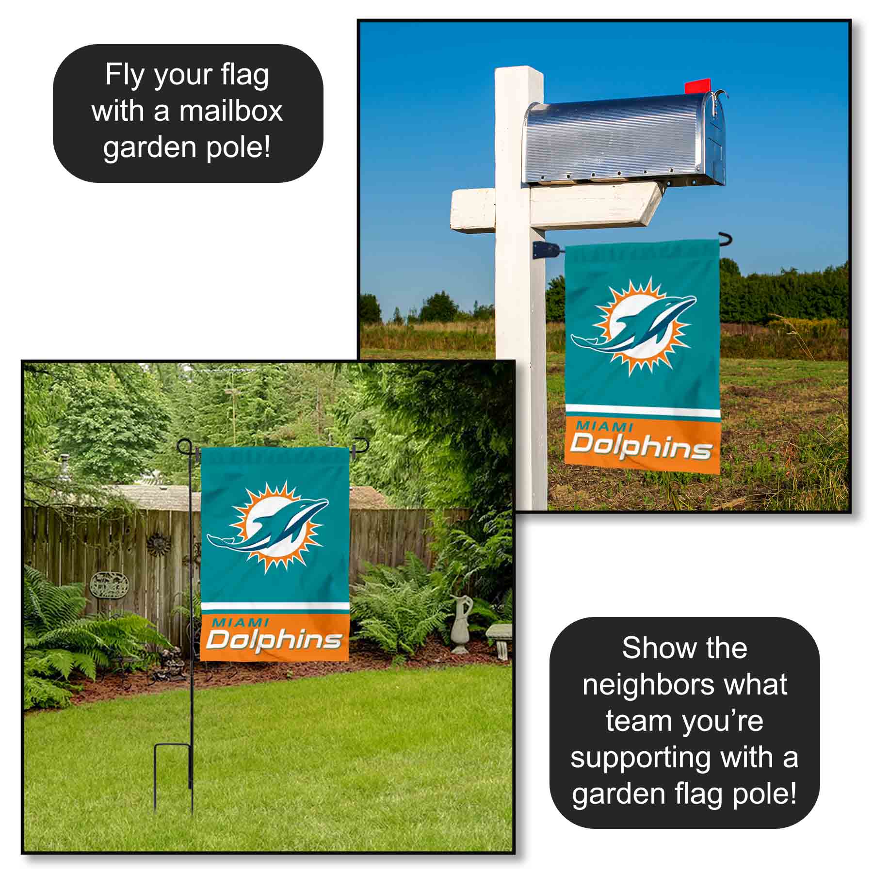 Miami Dolphins Garden Flag and Yard Banner 848267046801 | eBay