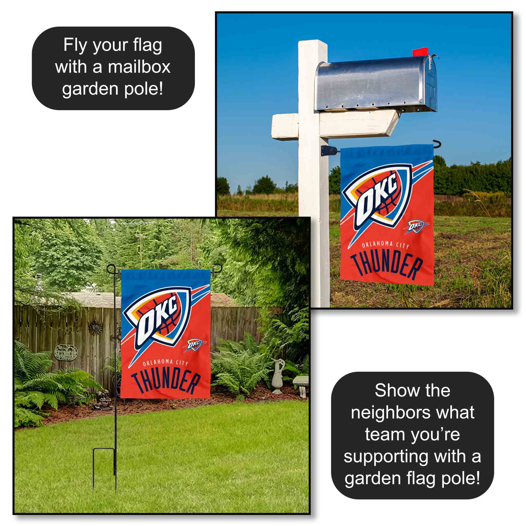 OK City Thunder Garden Yard Banner Flag