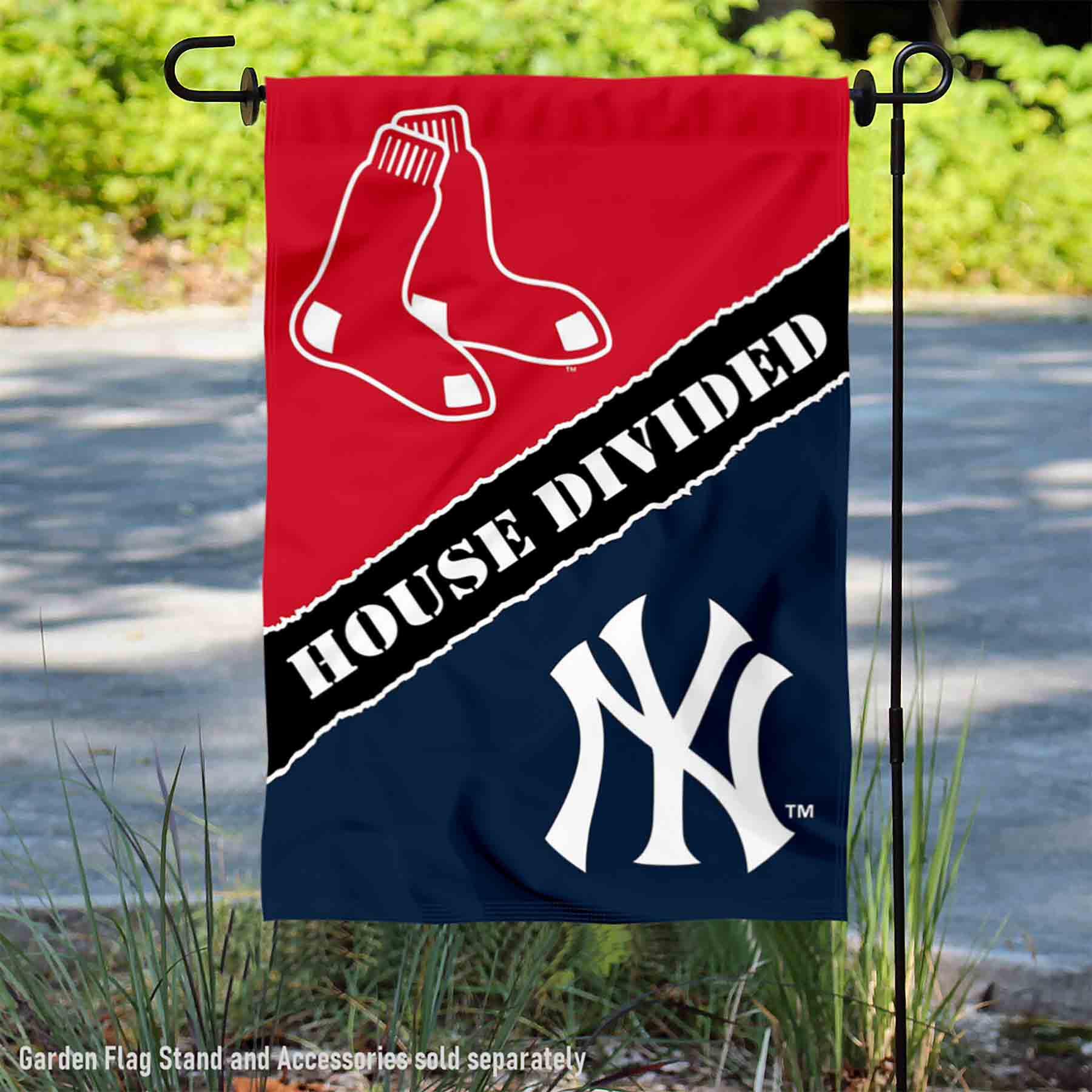 House Divided Red Sox and Yankees Garden Flag and Yard Banner