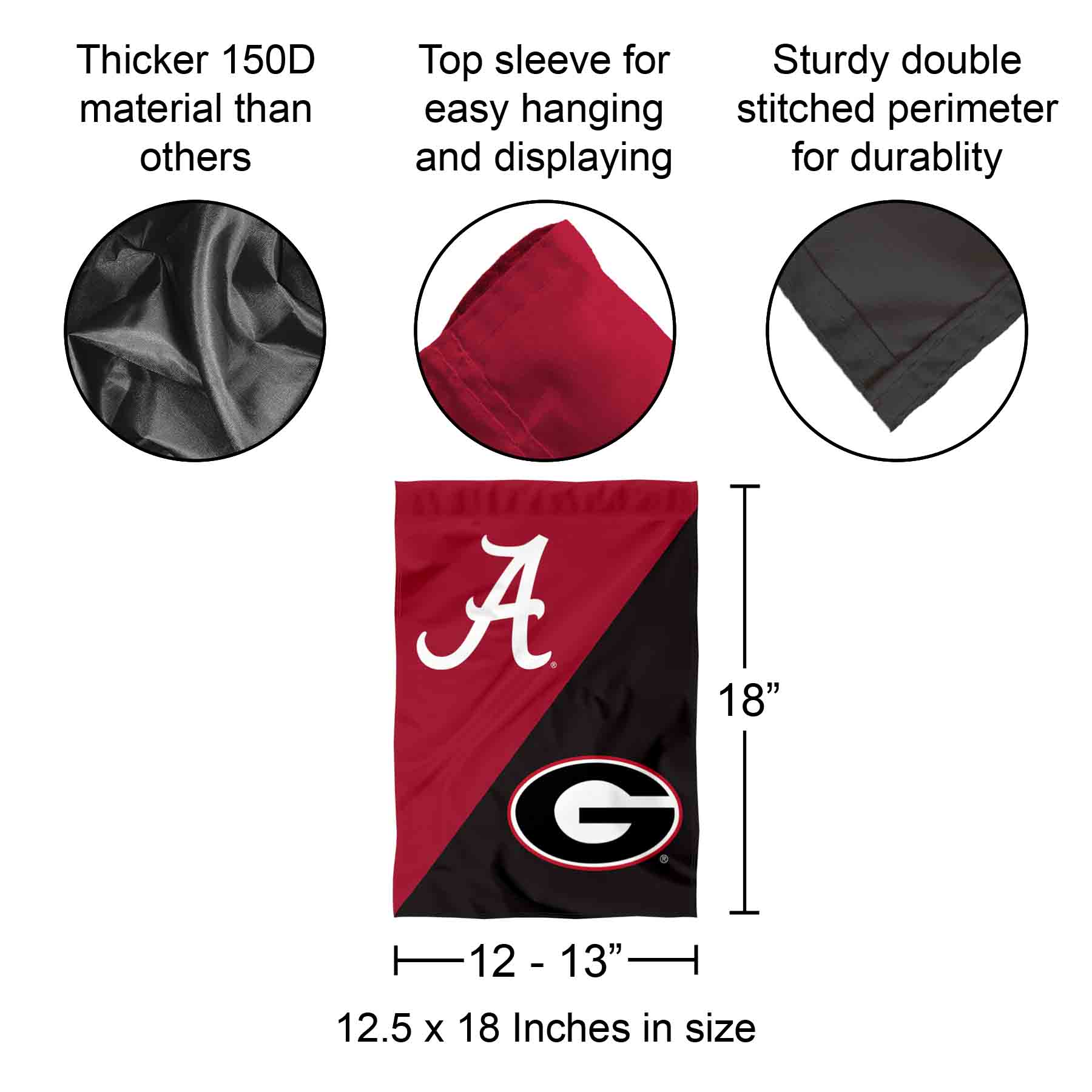Bandiera Da Giardino Alabama Crimson Tide, Licenza NCAA, 12.5x18 Pollici, In Poliestere, Sparo