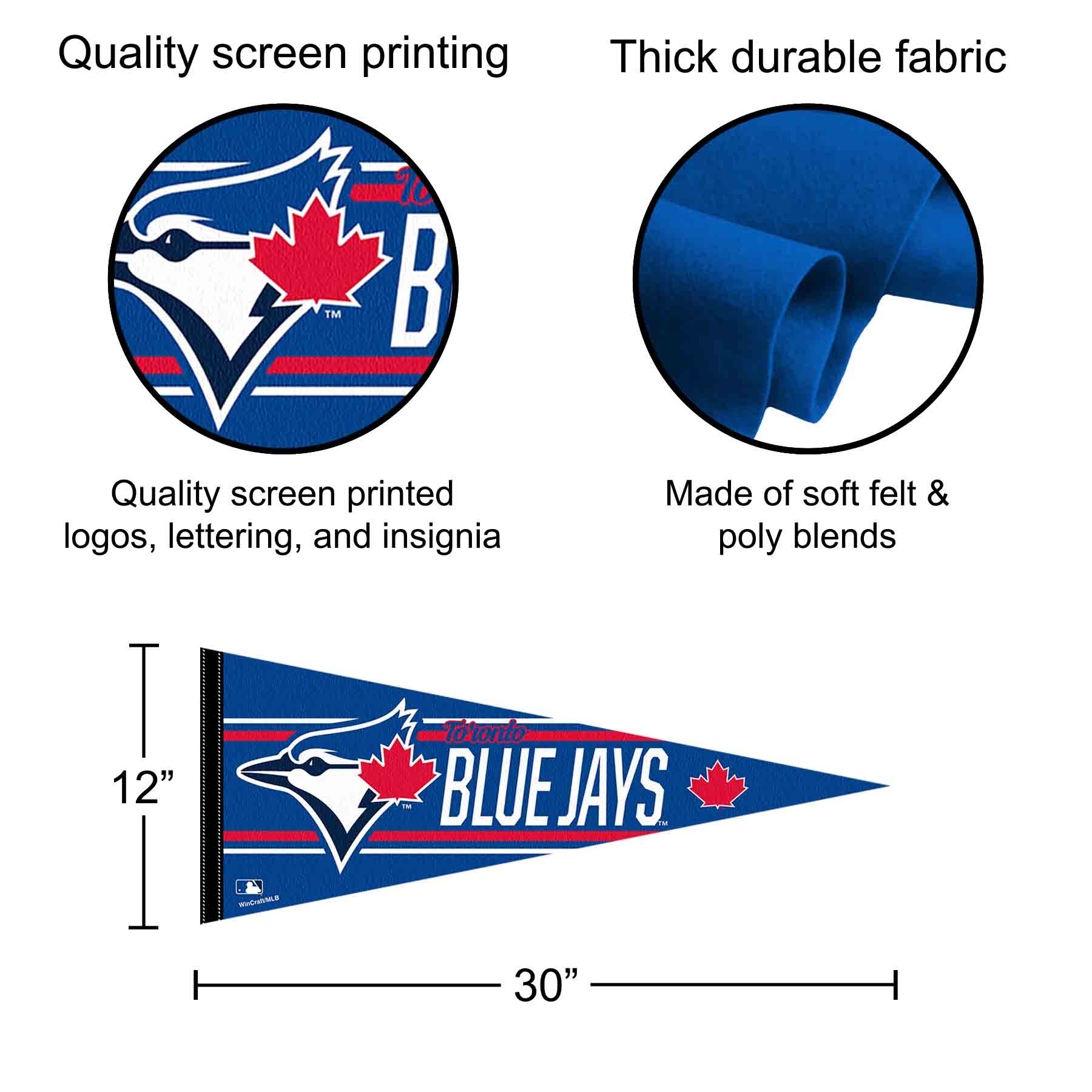 Toronto Blue Jays MLB 12 in X 30 in Pennant detailed image 2