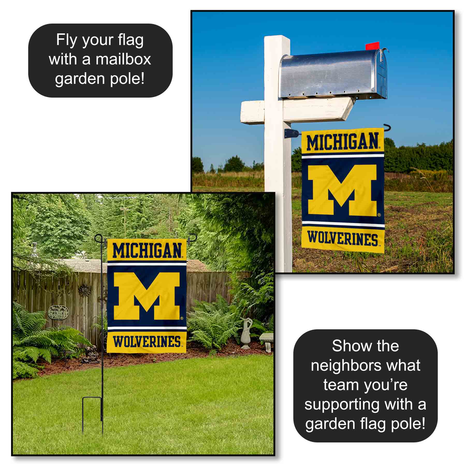 College Flags and Banners Co. Michigan Wolverines Garden Flag for sale