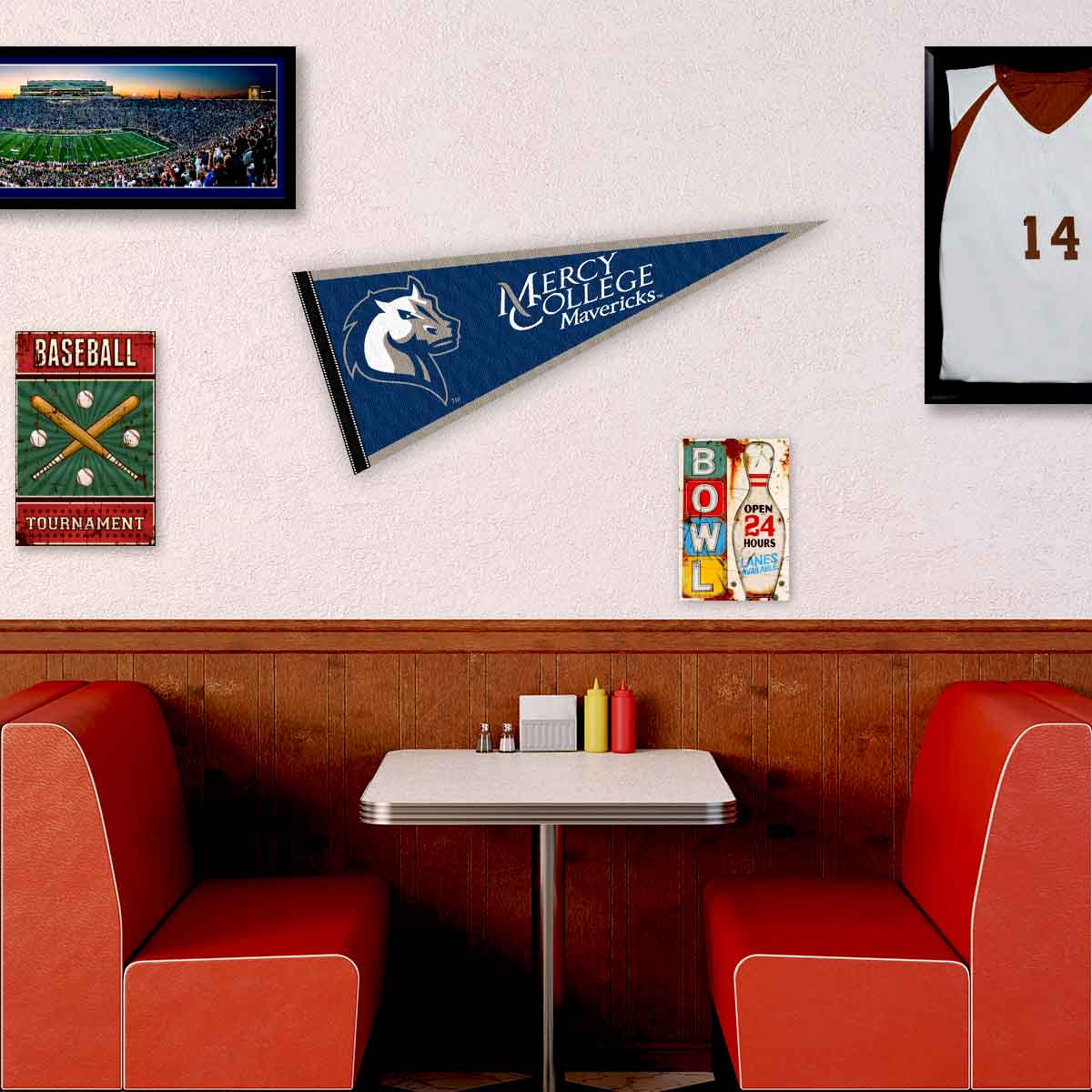 Mercy College Mavericks 12" X 30" College Pennant