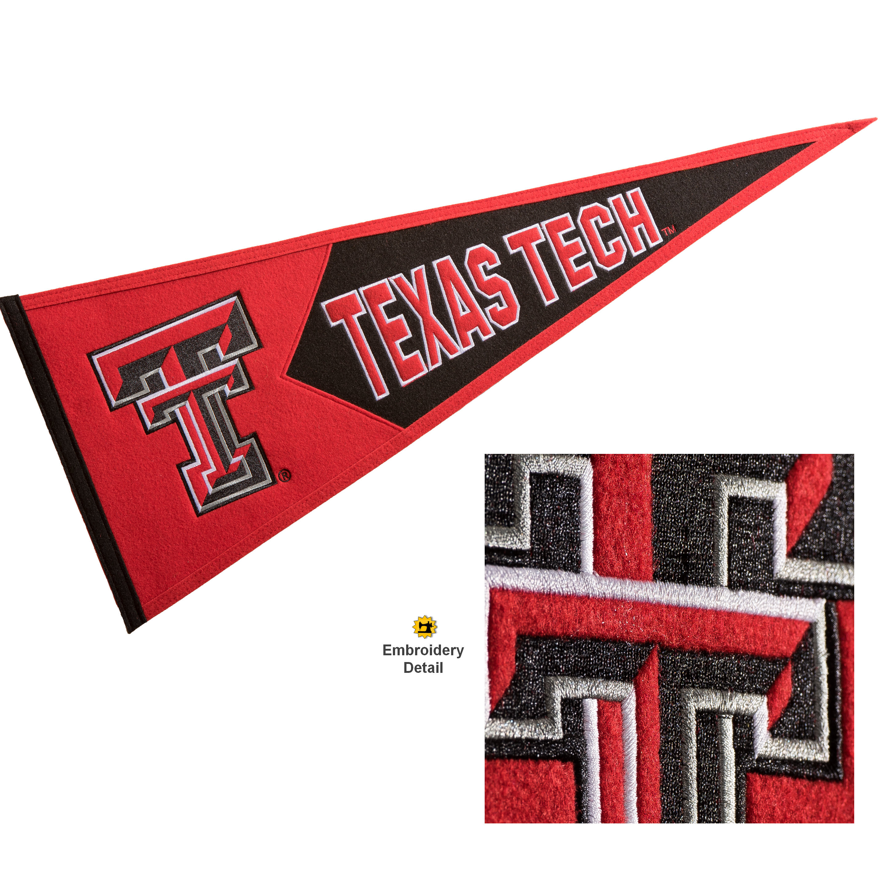Texas Tech Embroidered and Wool College Pennant 674088643352 eBay