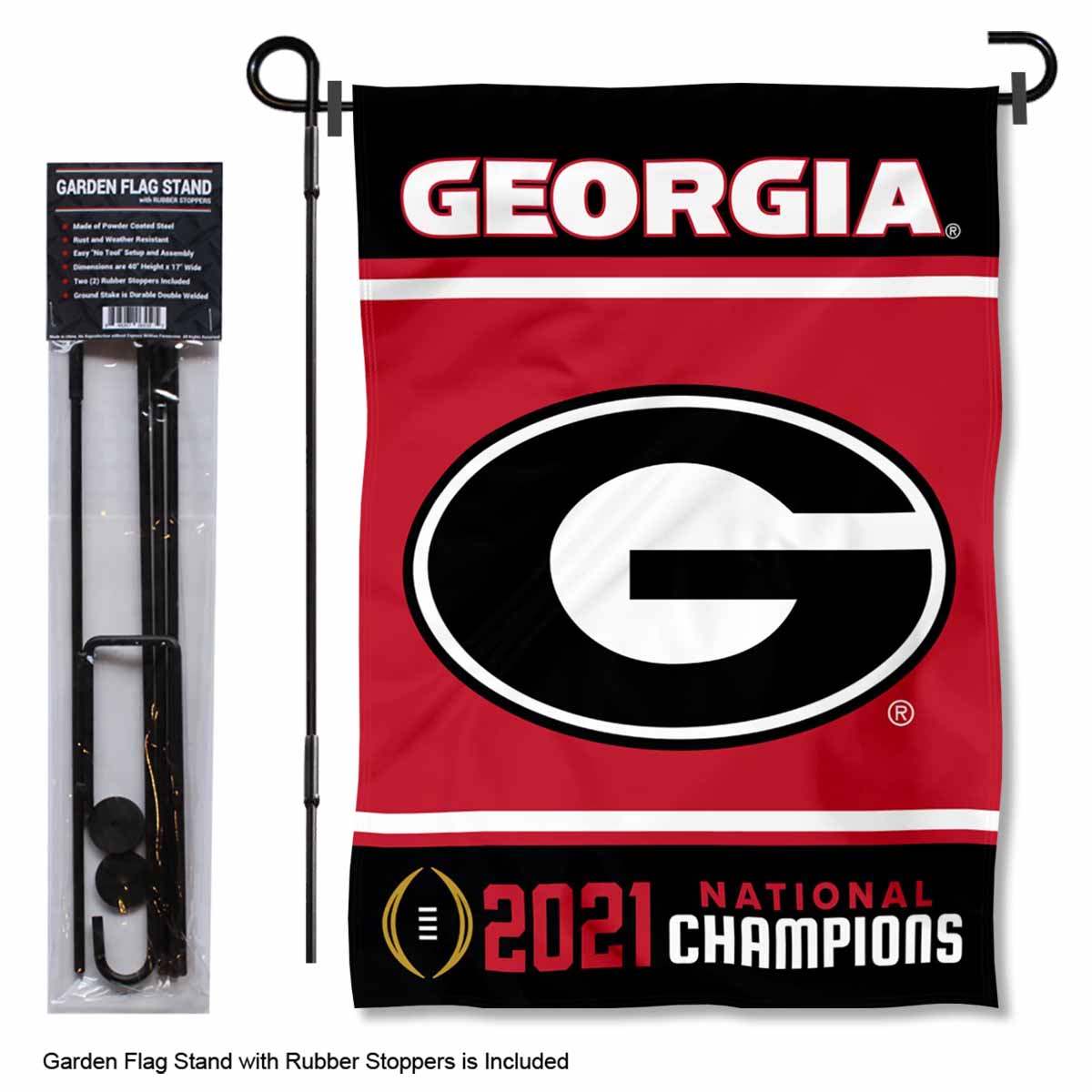 Georgia Bulldogs National Champions Garden Flag and Stand Pole Kit - Bild 1 von 3