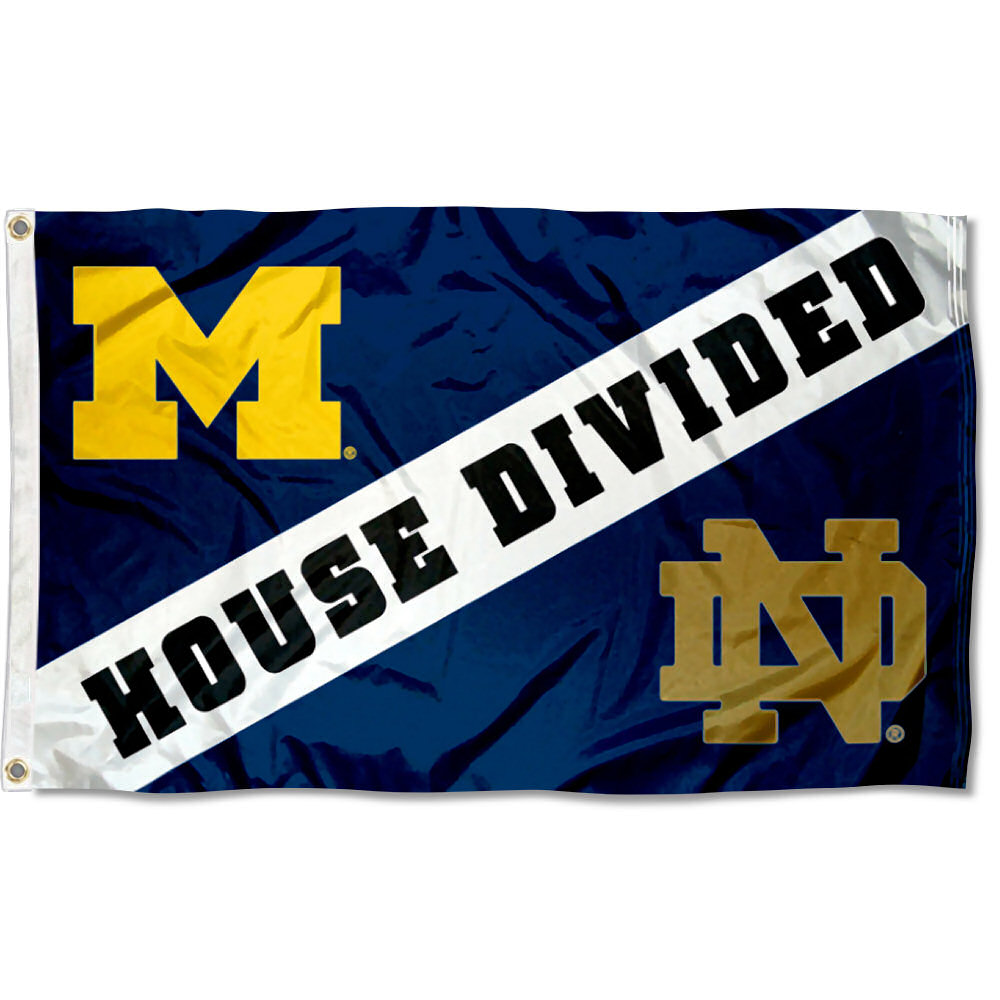 Michigan Vs Notre Dame House Divided 3x5 Flag And Banner For Sale