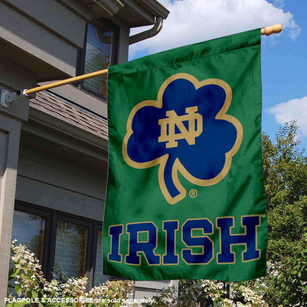 Notre Dame Shamrock 28 x 40 Two Sided House Flag College Flags and Banners Co