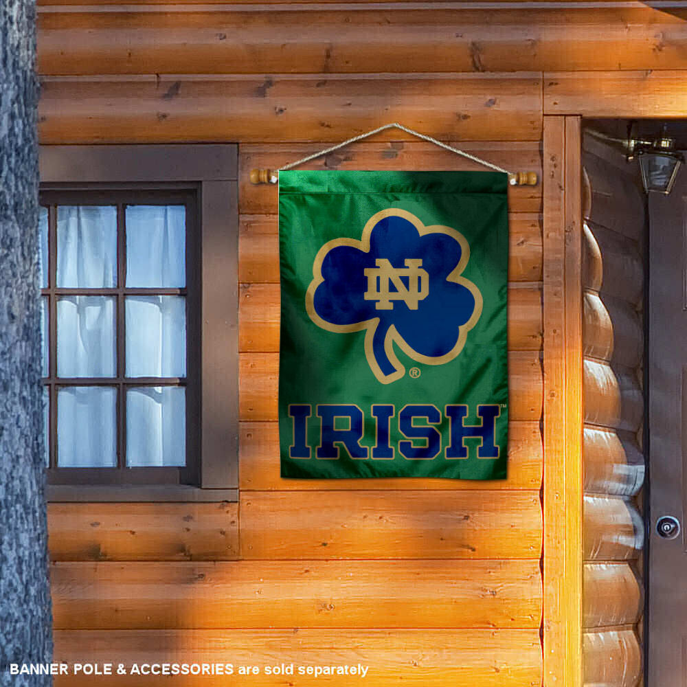 Notre Dame Shamrock 28 x 40 Two Sided House Flag College Flags and Banners Co